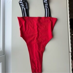 LF Red High Cut Bodysuit